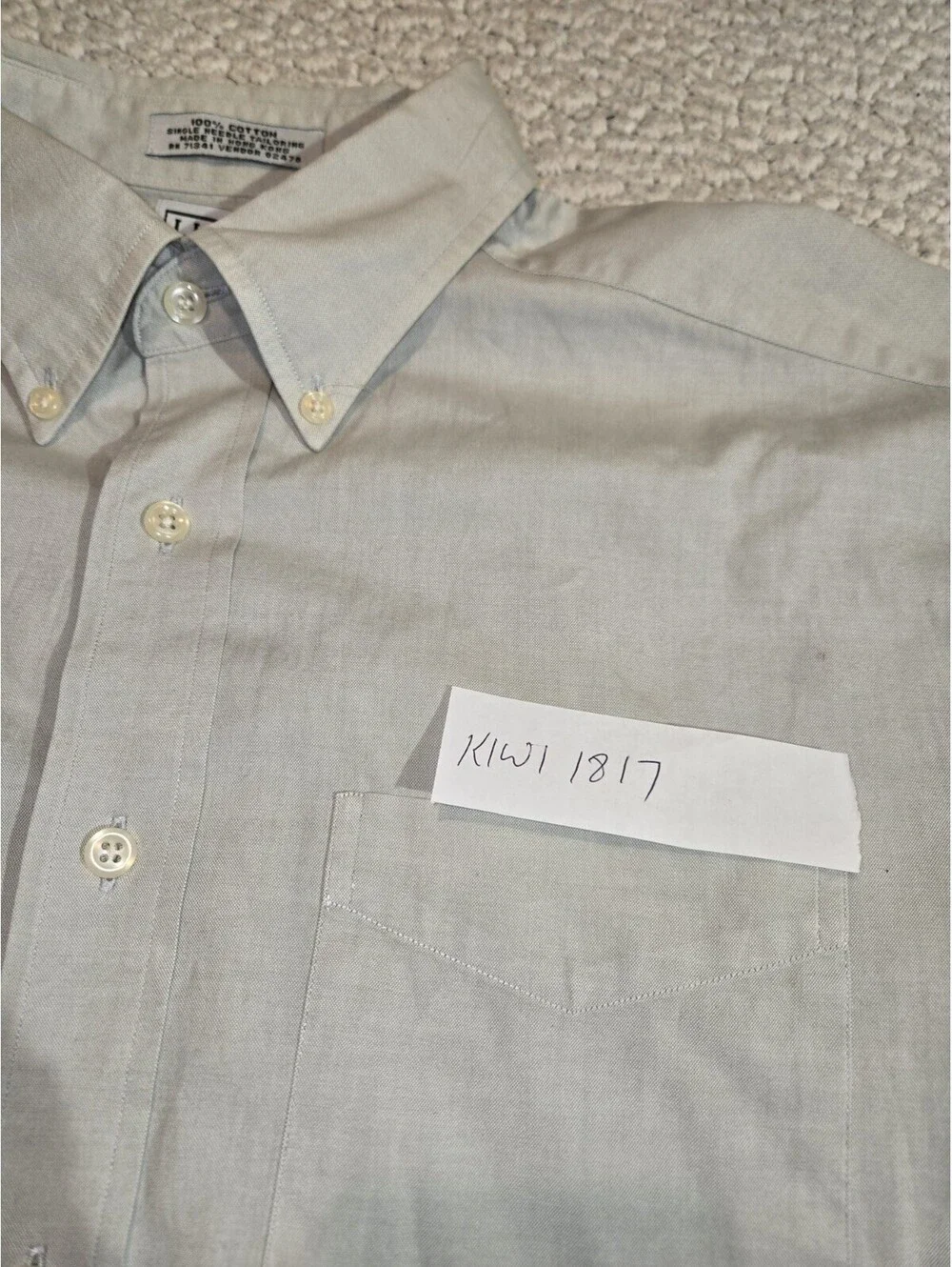 Vintage LL Bean Single Needle Tailoring Shirt Button Oxf Sz 16 34 XL Green Basic